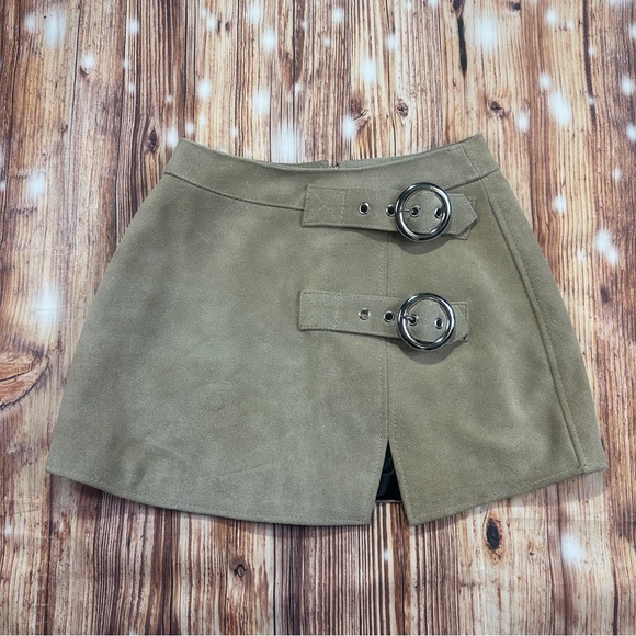 Free People Dresses & Skirts - Free People Understated Leather Suede Buckle Mini Skirt Size XS